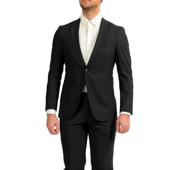 Hugo Boss Men's "Nolin2/Brider" Slim Fit Blue Plaid Wool Suit US 36R IT 46R - Picture 1 of 12